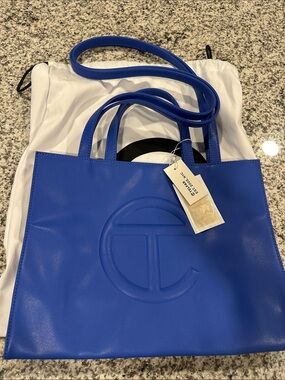 Telfar Royal Blue Leather Medium Shopping Tote